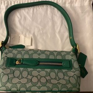 NEW W/TAG GREEN DEMI BAG LIMITED RE EDITION 2003 SHOULDER COACH BAG GOLD DETAILS